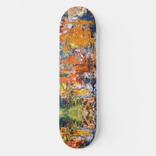 Skate Abstração vívida - Caos de Tintas de Óleo no Pa do