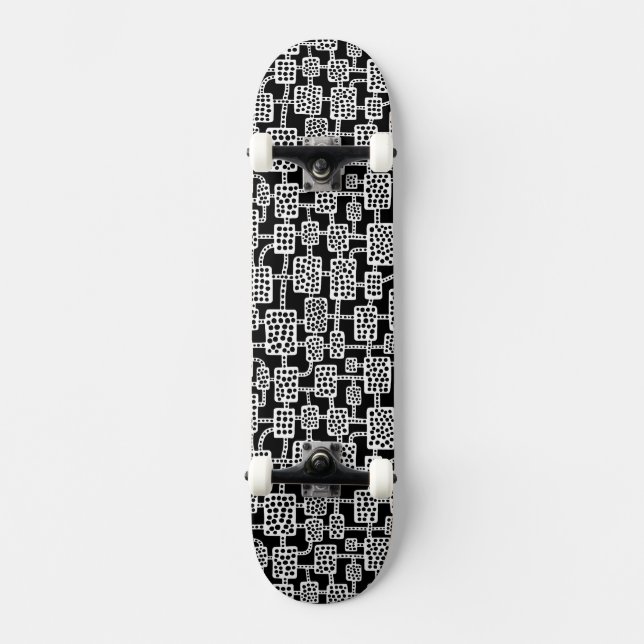 Skate Abstrato 041113 - Branco sobre Preto (Frente)