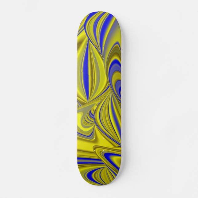 Skate abstrato 3D em azul amarelo Dourado (Frente)