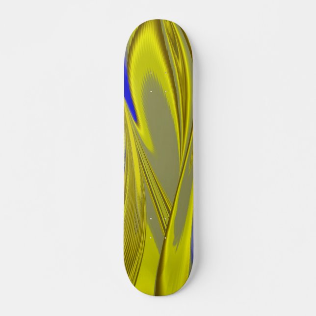 Skate abstrato 3D em azul amarelo Dourado (Frente)