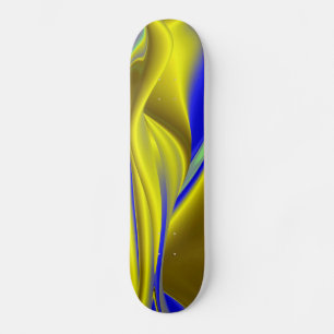 Skate abstrato 3D em azul amarelo Dourado
