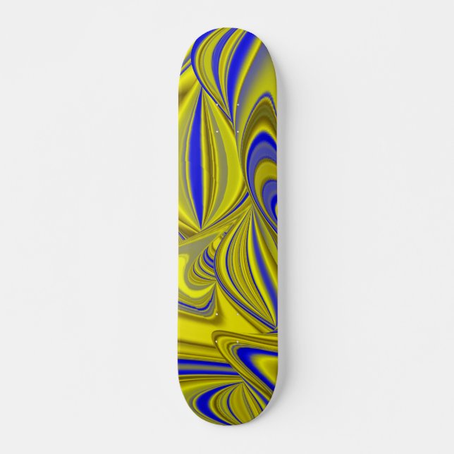 Skate abstrato 3D em azul amarelo Dourado (Frente)