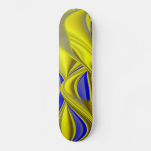 Skate abstrato 3D em azul amarelo Dourado