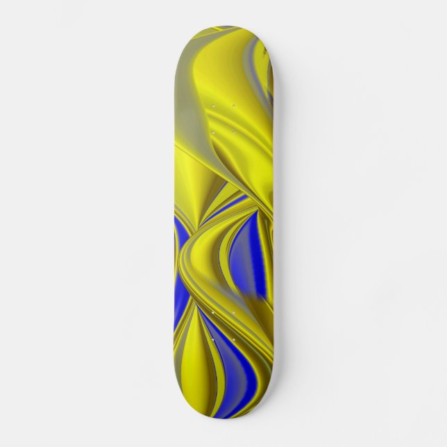 Skate abstrato 3D em azul amarelo Dourado (Frente)