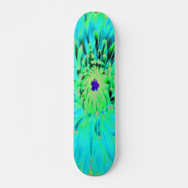 Skate Abstrato Aqua Decorative Dahlia Flower (Frente)