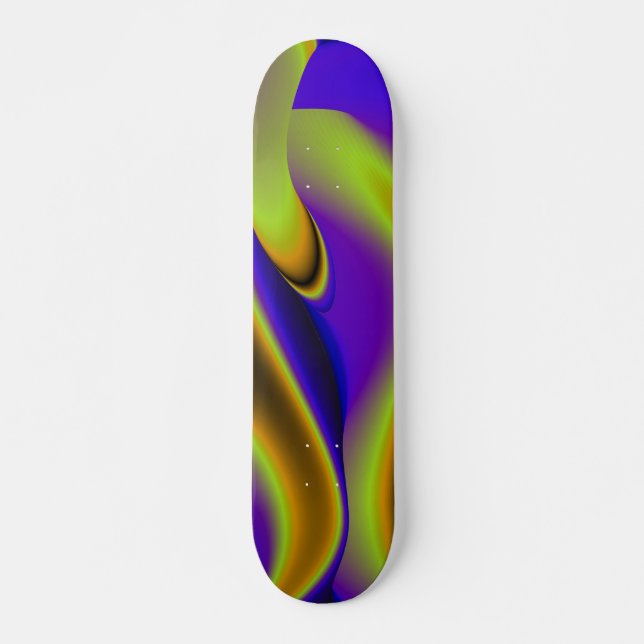 Skate Abstrato Arco-íris em amarelo roxo e azul (Frente)