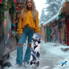 Skate Abstrato azul celestial Elegante e Padrões fluente