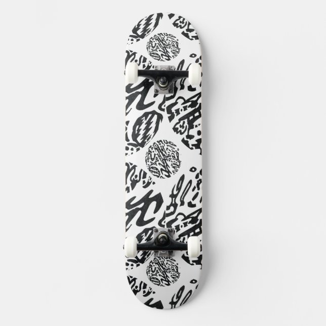 Skate abstrato B&W "Meia-noite" (Frente)