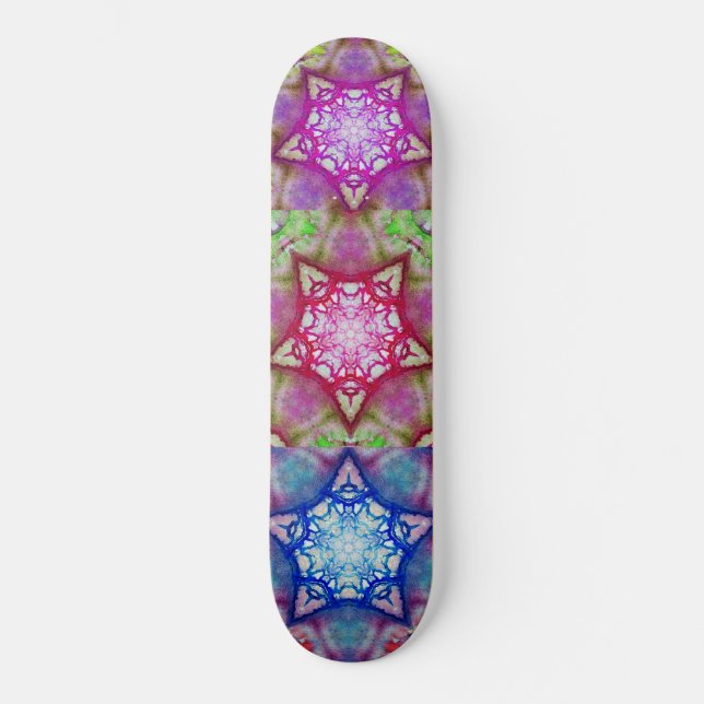 SKATE ABSTRATO BLUE PINK PURPLE STARS (Frente)