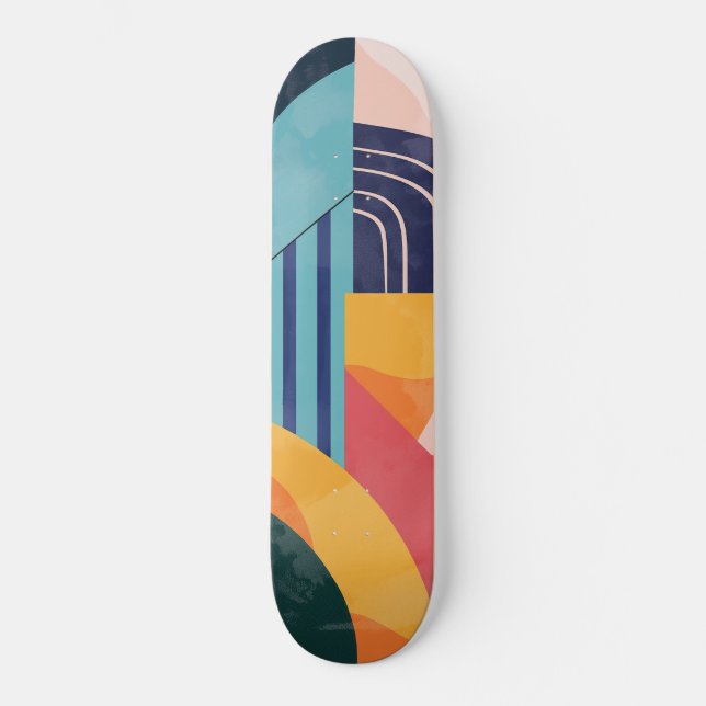 Skate Abstrato colorido com padrões de linha (Frente)