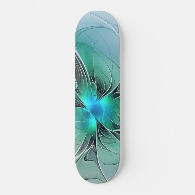 Skate Abstrato com Arte Fractal Azul, Moderna (Frente)