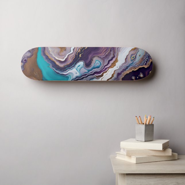 Skate Abstrato de Ametista e Turquesa (Arte de parede (Horz))