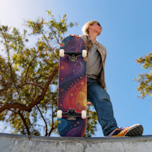 Skate Abstrato de Arte Colorida Psicodélica