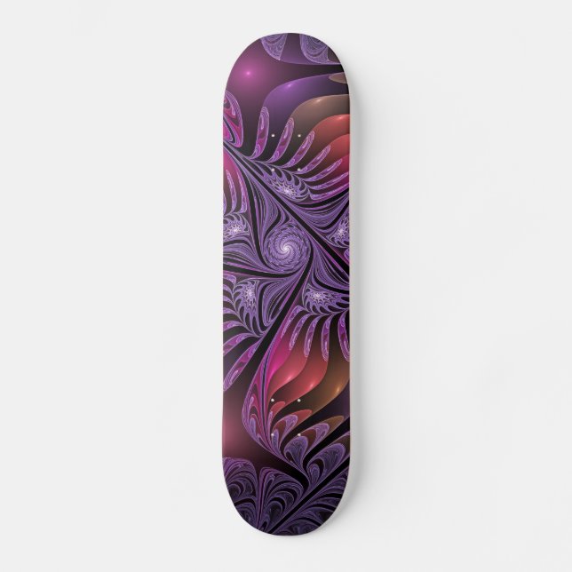 Skate Abstrato de Fantasia Colorida Fractal Roxo (Frente)