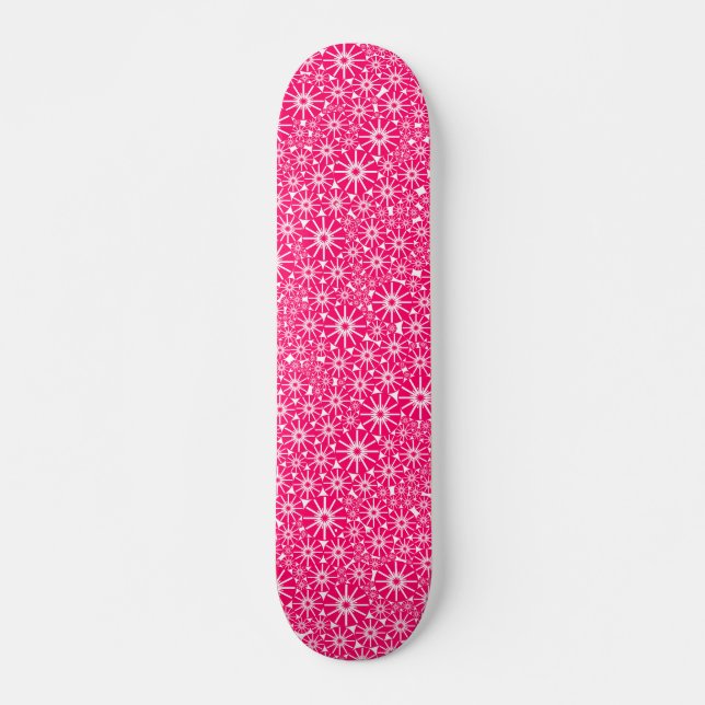 Skate Abstrato de roda estrela - Vermelho neon branco (Frente)