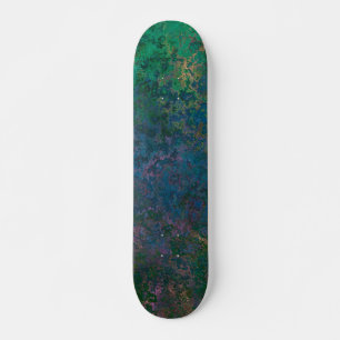 Skate Abstrato de Tinta Verde Escura e Azul