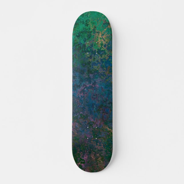 Skate Abstrato de Tinta Verde Escura e Azul (Frente)