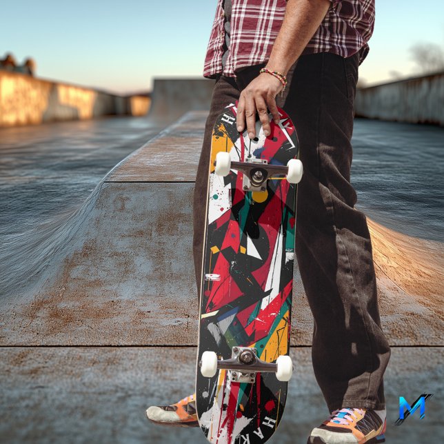 Skate Abstrato Dinâmico - Expressionista Geométrico Negr (Criador carregado)