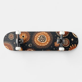 Skate Abstrato em Preto, Marrons e Ferrugem