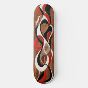 Skate Abstrato fluido preto, vermelho, branco sobre nogu