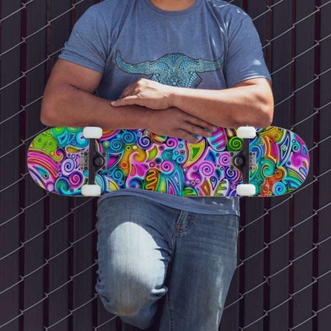 Skate Abstrato forma a arte 9 muito colorida (Ao ar livre 3)