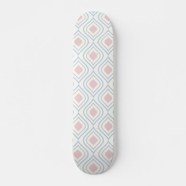 Skate Abstrato geométrica, azul, rosa e esbranquiçada (Frente)