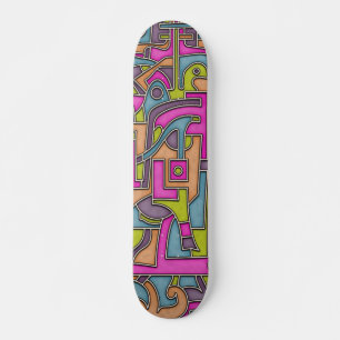 Skate Abstrato Geométrico Mod dos Anos 60 Colorido