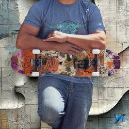 Skate Abstrato Inspirado em Grafites Abstratos tons terr