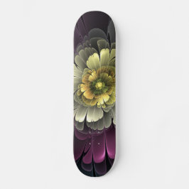 Skate Abstrato Modern Purpur Khaki Cinza Flor Fractal