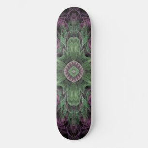 Skate Abstrato moderno - Roxo Fractal e Design Verde