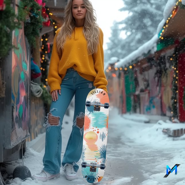 Skate Abstrato Pastel Burst com Arte Contemporânea (Criador carregado)