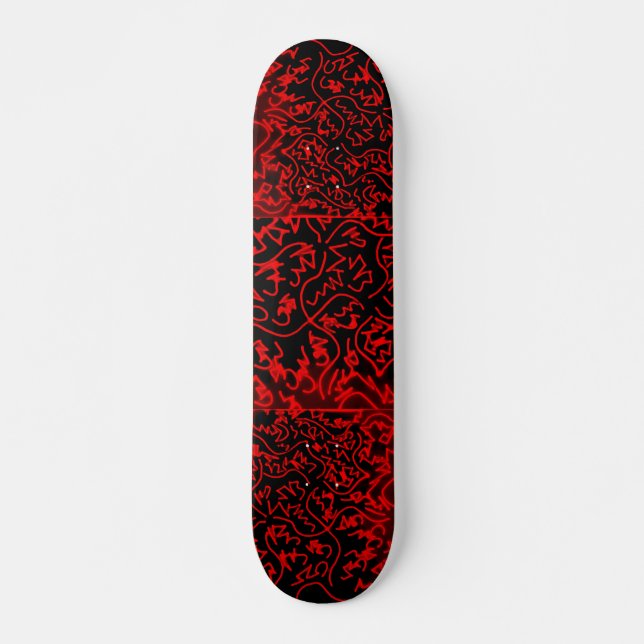 Skate Abstrato preto/Design vermelho nº 3 (Frente)