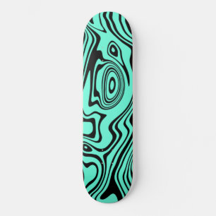 Skate Abstrato preto e azul-verde - personalizável