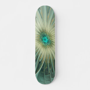 Skate Abstrato Sage Green Fantasy Flor Arte Fractal