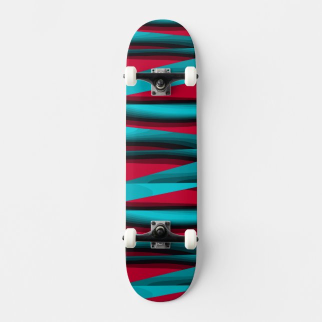 Skate Abstrato Teal-Red (Frente)