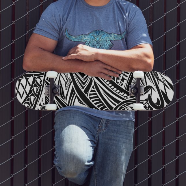 Skate Abstrato Tribal Negro E Branco (Ao ar livre 3)
