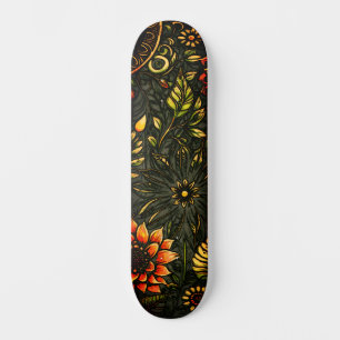 Skate Abstrato Urban Art Inspirada Grunge Sunflower