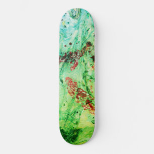 Skate Abstrato Verde Verde Amarelo Vermelho Personalizad