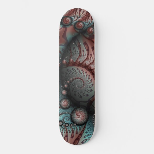 Skate Abstrato Vivid Fantasy Fractal Art Brown Blue (Frente)