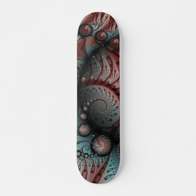 Skate Abstrato Vivid Fantasy Fractal Art Brown Blue (Frente)