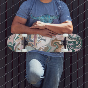 Skate acrílico líquido verde e rosa