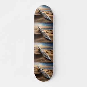 Skate Adaga de Prata Ornamentada na Praia ao Pôr do Sol