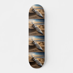 Skate Adaga de Prata Ornamentada na Praia ao Pôr do Sol 