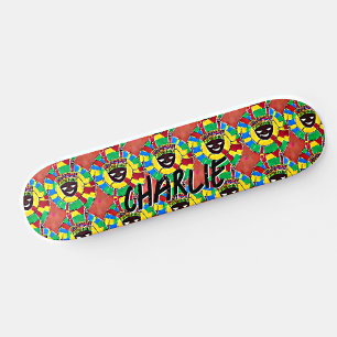 Skate Adicionar Nome, Abstrato Face com Headdress em Cír