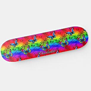 Skate Adicionar nome, borboletas no pôr do sol vermelho