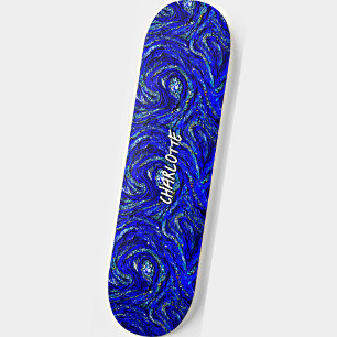 Skate Adicionar nome, espirais azuis e brancas