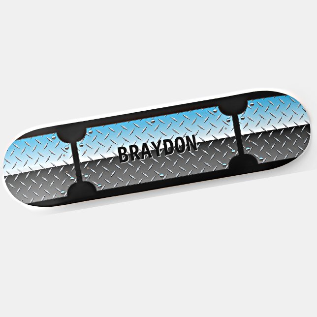 Skate Adicionar Nome Inicial, Olhar Metálico Silver Azul (Criador carregado)