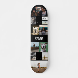 Skate Adicionar Nome Modelo de Colagem de Fotos Preta