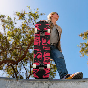 Skate Adicione Seu Próprio Nome Personalizado Neon Rosa