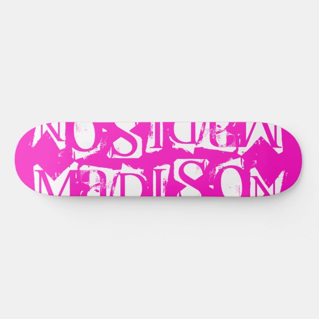 Skate Adicione seu próprio nome personalizado rosa quent (Horz)